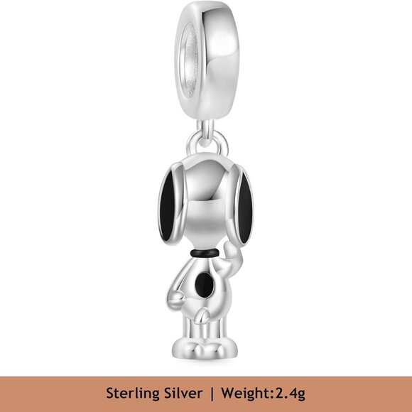 Peanuts Snoopy Pendant Charm Sterling Silver Dangle Jewelry for Women - Picture 2 of 7